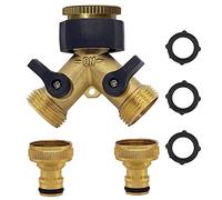 OHAYORI Distributore a 2-Vie Ottone Raccordo Doppio Tubo con 2pcs Adattatori Rubinetto 3/4" Pollici, Connettore Tubo Valvole Y con Valvole Acceso/Spento a 2 Vie Utile all'Aperto Giardino