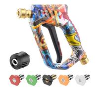 OHAYORI Pistola idropulitrice resistente con 5 ugelli a spruzzo, ingresso M22-14 mm, adattatore compatibile Karcher K2-K7, connessione rapida, maniglia colorata per lavaggio auto, 4000 PSI