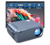 Ohdil Mini proiettore con WiFi e Bluetooth, proiettore portatile 1080p, supporto da 170 pollici, proiettore per film HD, proiettore esterno compatibile con telefono/tablet/laptop/TV Stick/PS4/HDMI/USB