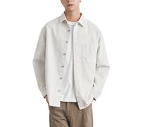 OHERUWKLS Camicie Formali Casual Da Uomo A Maniche Lunghe Larghe Per Primavera E Autunno Con Bottoni,Grigio,L
