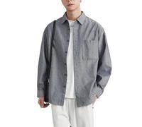 OHERUWKLS Camicie Formali Casual Da Uomo A Maniche Lunghe Larghe Per Primavera E Autunno Con Bottoni,Blu,L
