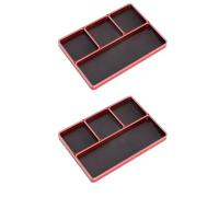 Ohewiiuk 2X 1/10 1/8 RC Model Car Metallo CNC Un Griglie Semplice Scatola di Immagazzinaggio del Disco Un Vite Vassoio per Dado nel Metallo, Rosso