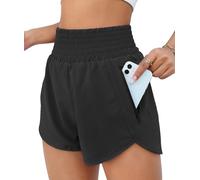 Oheyeseker Pantaloncino Sportivo da Donna a Vita Alta Pantaloncini da Palestra Donna con Tasca Zip Pantaloncini per Correre Asciugatura Rapida Sport Pant(M, Nero)