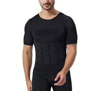 Oheyeseker Uomo Camicia di Compressione Manica Corta sotto la Camicia Body Shaper Dimagrante Tee Top Addome Tummy Control Shapewear(Nero,3XL)