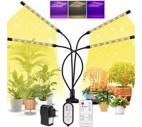 OHFAMO Lampada LED per piante, 4 teste a spettro completo per piante da interno, 40 LED con timer da 3/9/12 ore, 3 modalità di illuminazione e 10 livelli di luminosità per il giardinaggio