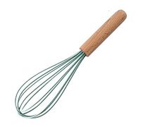 ohfruit Frusta in silicone da 10 pollici con manico in legno, miscelatore manuale per uova, resistente al calore, frusta per uova, nero verde scuro
