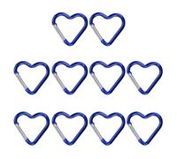 ohfruit Moschettone a forma di cuore Forte portante Quick Link Portachiavi 10Pcs Materiale Alluminio Forma Creativa Alta Durabilità Campeggio Fibbie Blu Reale