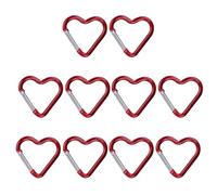 ohfruit Moschettone a forma di cuore Ganci Forte portante Quick Link Portachiavi 10Pcs Materiale Alluminio Forma Creativa Alta Durabilità Campeggio Fibbie Rosso