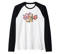 Ohio Floral Script Colorful State Pride Design, Womens Kids Maglia con Maniche Raglan