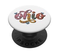 Ohio Floral Script Colorful State Pride Design, Womens Kids PopSockets PopGrip Adesivo