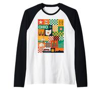 Ohio Patchwork Quilt Modern Midwest Pride Vintage Inspired Maglia con Maniche Raglan