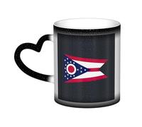 Ohio State Flag Print Mystical Colour Changing Mug, tazza termica da nero a bianco per caffè tè casa ufficio
