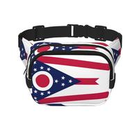 Ohio State Flag Print Square Double Layer bag Waist Bag Trendy Pack Travel Bag con Bel Regolabile, nero, Taglia unica