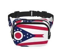 Ohio State Flag Print Square Double Layer bag Waist Bag Trendy Pack Travel Bag con Bel Regolabile, nero, Taglia unica