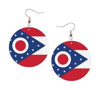 Ohio State Flag stampato orecchini rotondi per le donne, 1 paio di orecchini in pelle leggera set di orecchini alla moda gioielli regalo per donne ragazze, One Size, Poliestere