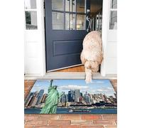 OHJEAJDS Tappeto Bagno - Tappeto multiuso antiscivolo per ingresso,cucina,camera,bagno,Soffice Tappeto Doccia, New York, Statua della Libertà nel porto urbano di New York City Stampa famosa,50x80 cm