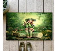 OHJEAJDS Tappeto Bagno - Tappeto multiuso antiscivolo per ingresso,cucina,camera,bagno,Soffice Tappeto Doccia,Fata, ragazza elfo di computer art con corona in testa seduta su un ceppo d'albe,50x80 cm