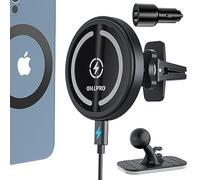 OHLPRO Caricabatterie Auto MagSafe, Ricarica Rapida 15W QC 3.0 per iPhone 16 Pro Max, Pro, Plus, 15, 14, 13, 12, Supporto Telefono da Cruscotto e Bocchetta d’Aria