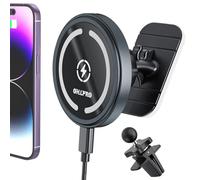 OHLPRO Caricatore Auto MagSafe, Supporto Magnetico Auto con Ricarica Rapida 15W, Porta Cellulare Magnetico Auto in Alluminio con Testa Rotante a 360° per iPhone 16 Pro Max, 15,14,13,12