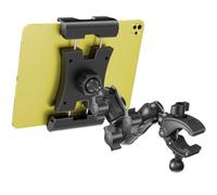 OHLPRO Supporto per tablet per microfono, girevole a 360°, supporto per iPad con doppio braccio rinforzato, per bicicletta, tapis roulant, scrivania, supporto universale per dispositivi da 5-13