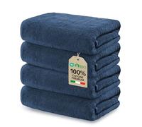 Ôhm Asciugamano Cotone 50x100 cm Blu Navy Set da 4 | Asciugamano 50x100 cm 100% cotone 500 g/m², morbido, resistente, molto assorbente, certificato Oeko-Tex