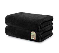 Ôhm Asciugamano Cotone 50x100 cm Nero Set da 2 | Asciugamano 50x100 cm 100% cotone 500 g/m², morbido, resistente, molto assorbente, certificato Oeko-Tex