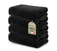 Ôhm Asciugamano Cotone 50x100 cm Nero Set da 4 | Asciugamano 50x100 cm 100% cotone 500 g/m², morbido, resistente, molto assorbente, certificato Oeko-Tex