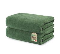 Ôhm Asciugamano Cotone 50x100 cm Verde Abete Set da 2 | Asciugamano 50x100 cm 100% cotone 500 g/m², morbido, resistente, molto assorbente, certificato Oeko-Tex