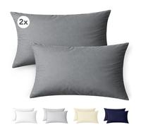 Ôhm Federe 50x70 cm Set da 2 100% Cotone Jersey Antracite | Adatte a cuscini standard, guanciali e cuscini decorativi; delicate sulla pelle sensibile e pronte da regalare in set da 2.