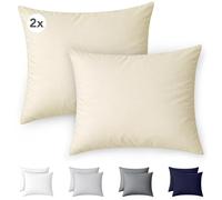 Ôhm Federe Cuscini 40x40 cm Set di 2 in 100% Cotone Jersey 150 g/m² in Beige con Cerniera - Federa Morbida e Traspirante per Cuscino da Divano e Decorazione - Facile da Lavare - Certificato OEKO-TEX