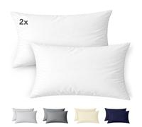Ôhm Federe Cuscini 40x70 cm Set di 2 in 100% Cotone Jersey 150 g/m² in Bianco con Cerniera - Federa Morbida e Traspirante per Cuscino Standard - Facile da Lavare - Certificato OEKO-TEX