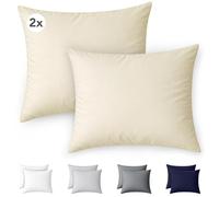 Ôhm Federe Cuscini 60x60 cm Set di 2 in 100% Cotone Jersey 150 g/m² in Beige con Cerniera - Federa Morbida e Traspirante per Divano e Decorazione - Facile da Lavare - Certificato OEKO-TEX