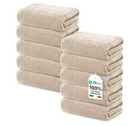Ôhm Lavette Bagno 30x30 cm in Cotone 500 g/m² Beige - Asciugamani Viso e Bidet Morbidi e Assorbenti - Asciugamani Piccoli per Mani Ospiti - OEKO TEX Set 10 Lavette Bagno