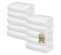 Ôhm Lavette Bagno 30x30 cm in Cotone 500 g/m² Bianco - Asciugamani Viso e Bidet Morbidi e Assorbenti - Asciugamani Piccoli per Mani Ospiti - OEKO TEX Set 10 Lavette Bagno