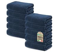 Ôhm Lavette Bagno 30x30 cm in Cotone 500 g/m² Blu scuro - Asciugamani Viso e Bidet Morbidi e Assorbenti - Asciugamani Piccoli per Mani Ospiti - OEKO TEX Set 10 Lavette Bagno