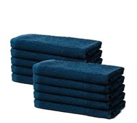 Ôhm Set di 10 Asciugamani Bidet 30x50 cm | Piccoli Asciugamani Viso | Telo Bagno e Doccia per Ospiti | 100% Cotone | Spugna Morbido e Assorbente | 500g/m2 | Hotel e B&B | Oeko-Tex Blu Scuro