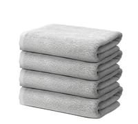 Ôhm Set di 4 Asciugamani Viso 50x100 cm | Piccoli Teli de Doccia per Ospiti e Mani | 100% Cotone | Spugna Morbido e Assorbente | 500g/m2 | Hotel e B&B | Oeko-TEX Grigio chiaro