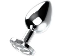 Plùg Anàle in Metallo con Dimantino Rosa Azzurro BIanco 3 Misure (Bianco, L)