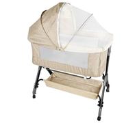 OHMG 4-in-1 Culla Neonato Fianco Letto,Lettino Dondolo con materassino, cinghie di fissaggio e rotelle,Regolabile In Altezza,Culla Co-sleeping,Facilmente Ripiegabile per Infanti