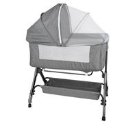 OHMG 4-in-1 Culla Neonato Fianco Letto,Lettino Dondolo con materassino, cinghie di fissaggio e rotelle,Regolabile In Altezza,Culla Co-sleeping,Facilmente Ripiegabile per Infanti
