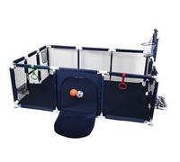 OHMG Baby Park Parco Giochi Bambino Smontabile Lavabile Con Palle Di Plastica 4 Strisce Centro Attività per Bambini Grande Parco Adatto Interno Esterno con Griglia di Protezione,Pallacanestro Rack