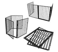 OHMG Barriera di sicurezza per bambini,Barriera scala pieghevole in metallo, griglia di protezione in metallo, grande versione 240 cm, barriera di sicurezza per bambini di protezione del camino, 4