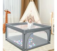 OHMG Box per Bambini,120 * 120 * 66cm Recinto per Baby Tessuto Oxford 300D,Recinto per Bambini Extra Grande Box Neonato con Morbida Rete TraspiranteCentro Attività per Bambini,50 Palline