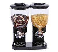 OHMG Dispenser di cereali,3.5L*2 Distributore di corn flakes,Dispenser caramelle,Porta cereali da colazione,Contenitore cereali colazione,Doppio,Frutta secca, Pasta e caramelle (nero)
