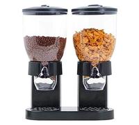 OHMG Doppio Dispenser di cereali,Distributori di cereali Duo,Distributore di cereali,Cornflakes Dispenser,Senza BPA, Cornflakes Dispenser per frutta secca (Nero)