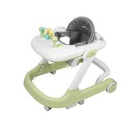 OHMG Girello Babywalker 5 in 1, carrello di risveglio e camminata, funzione ribaltabile, lettino con ruote, luce, musica, area di gioco, tavolo da pranzo, girello pieghevole (verde chiaro-60 x 55 x 70