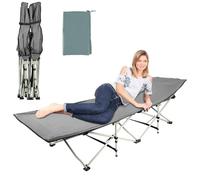 OHMG Letto da campeggio pieghevole per adulti, letto da campeggio portatile extra grande e robusto da 190 cm, comodo letto con capacità di 200 kg per viaggi, ufficio, esterno, grigio