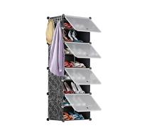 OHMG Mobiletto scarpa, 8 livelli di stoccaggio, 16 paia di ripiani, scarpiera, armadio a scarpe con porta per ingresso soggiorno, camera da letto, mobile per scarpe da ingresso, scaffale per scarpe