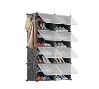 OHMG Mobiletto scarpa, 8 livelli di stoccaggio, 32 paia di ripiani, scarpiera, armadio a scarpe con porta per ingresso soggiorno, camera da letto, mobile per scarpe da ingresso, scaffale per scarpe