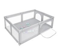 OHMG Parco per bambini, parco per bambini, 50 palline, grande parco per bambini, per interni ed esterni, con base antiscivolo, barriera parco bebebe,in tessuto Oxford, altoparlante per bambini (grigio